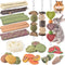 KATUMO Rabbit Chew Toys with 3 Types of Strung Hanging Toys, Natural