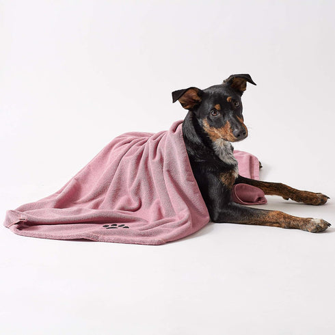 Bone Dry Pet Grooming Towel Collection - Absorbent Microfiber X-Large, 41x23.5", Embroidered Rose