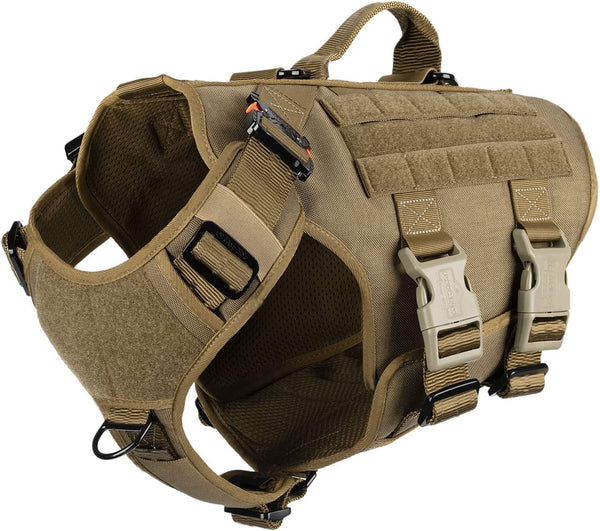 ICEFANG GN3 Tactical Dog Harness, XL (32"-40" Girth), Coyote Brown, 6X Buckle, No Pulling Front Clip