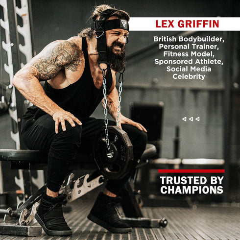 RDX Neck Harness Weight Lifting Training, 4MM Padded Neck Builder, Adjustable Steel Chain