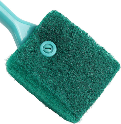 Pssopp Fish Sponge Cleaner, Long Handle Double Sided Aquarium Scrubber for Glass Aquariums and Kitchen Green