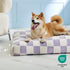 Lesure Large Dog Bed - Thick Shredded Chopped Foam Pet Bed, Indoor with Removable Cover, 36'x27', Purple