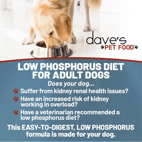 Dave's Pet Food Kidney Support for Dogs, Chicken Formula Crumble, Non-Prescription Low Phosphorus Diet, 4 lb