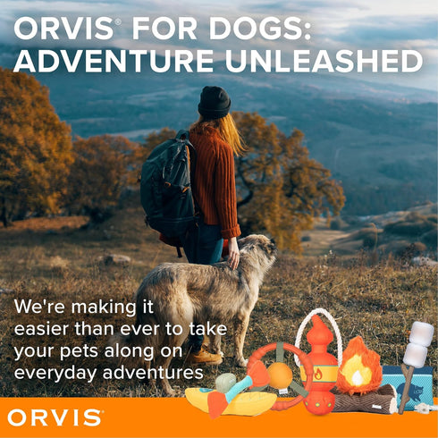 Orvis Dog Campfire Tails 2-in-1 Plush Toy Set, Durable Crinkle and Squeaker Chew Toy Set for Interactive Play