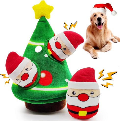 lilfrd Christmas Dog Toys, Dog, Xmas Christmas Tree, Santa Claus Hide and