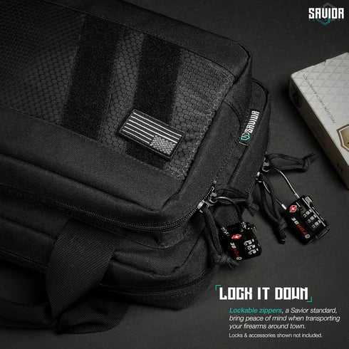 Savior Equipment Tactical Double Scoped Handgun Firearm Case, Pistol Bag for Outdoor Hunting, Lockable Compartment