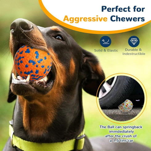 2 Pack Upgraded Indestructible Dog Tennis Balls for Aggressive Chewers, Interactive Durable Bouncy Chew Balls