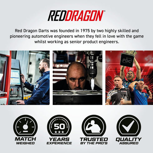 RED DRAGON Hell Fire Darts Set, 22g, 24g, Tungsten Steeltip with Flights & Shafts