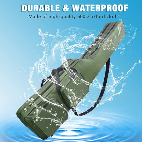 Portable Fishing Rod Case, 4.27ft Waterproof Fishing Pole Carrier Bag, Large Capacity Storage for Travel