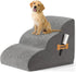 Romrol Dog Stairs Ramp for Beds and Couches, Extra Wide Pet Steps with Non-Slip Waterproof Fabric Cover, 3-Tiers