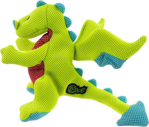 goDog Dragons Squeaky Plush Dog Toy - Green, Small with Enhanced Chew Guard