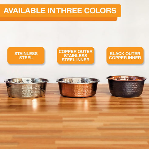 Neater Pet Brands Hammered Decorative Designer Bowls - Luxury Style Premium Dog and Cat Dishes (Medium, Copper)