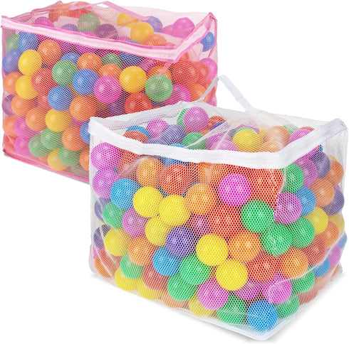 RAINFLOW 2 PCS Ball Pit Balls Bags - Storage Mesh Bag with Zipper