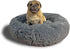 Round Fluppy Calming Pet Bed - Medium Washable Dog Bed, Faux Fur Cat Bed, Non-Slip Bottom, Grey