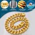 Gold Dog Chain Collar 19mm Cuban Link with Snap Buckle, 18K Gold Plated Metal for Puppy Small Medium Large Dogs (16")