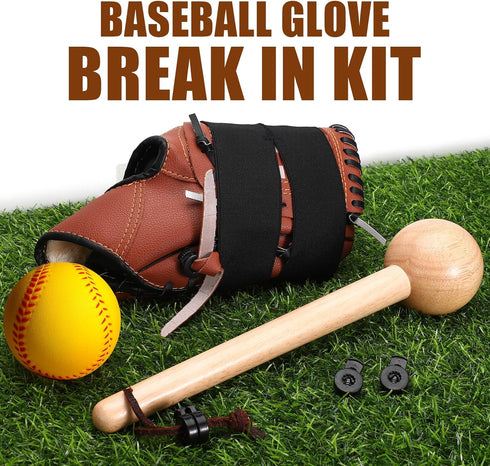 TOBWOLF 10PCS Baseball Glove Break-In Kit for Adult Youth, Includes Mallet, Wrap Band, and Practice Ball