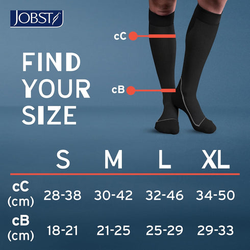 JOBST Sport Knee High Compression Socks, 20-30 mmHg, Medium, Black/Cool Black