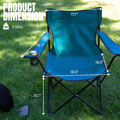 230 LBS Outvita Folding Camping Chair, Portable Durable Armrest Chair with Cup Holder & Carry Bag for Outdoor Picnic