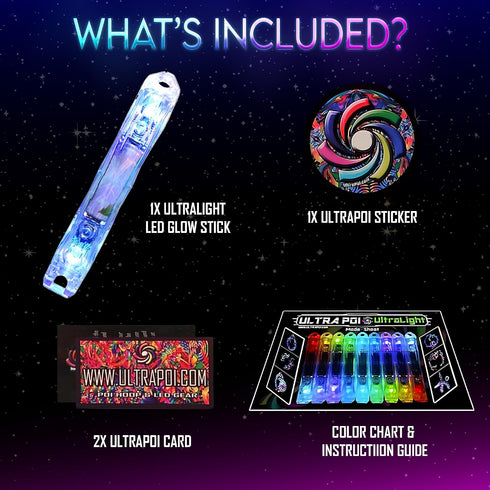(1)) 70 UltraPoi Ultralight LED Glow Stick (Single - Customizable Rainbow Glowstick with Over Brilliant Color Modes