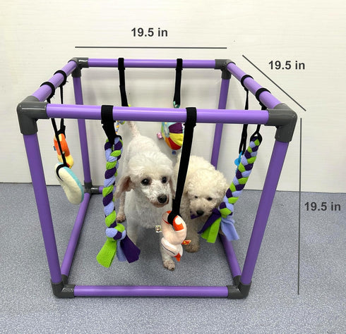 DOZZOPET 8 Puppy Play Gym for Small Dogs with Hanging Toys, Jungle Playground with Interactive Funny Enrichment Toys