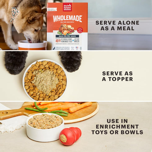2 lb The Honest Kitchen Human Grade Wholemade Dehydrated Whole Grain Beef & Oat Dog Food, Bag