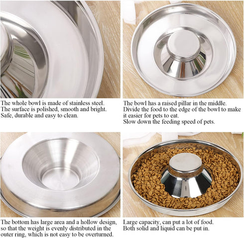 Stainless Steel Pet Bowl for Puppy and Cat, Dog Food and Water Feeding Bowl, 1PC, M, for Multiple Pets