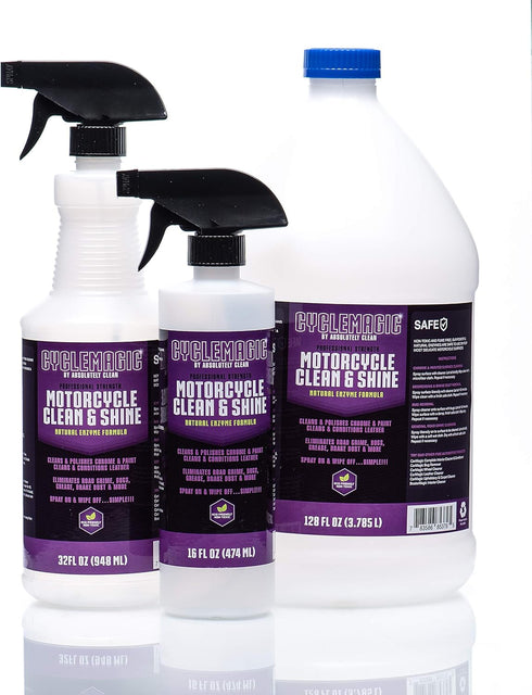 (16oz 2pack 25%)) CycleMagic Motorcycle Clean and Shine Motorcycle Cleaner & Conditioner, Chrome Cleaner, Leather