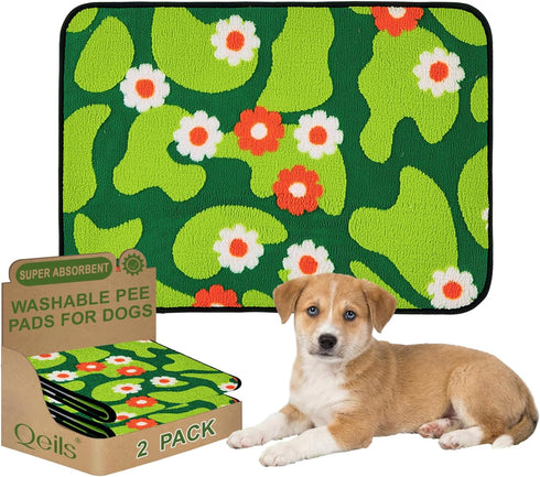 Qeils Reusable Puppy Pads for Small Dogs, Washable Pee Pads with Non-Slip
