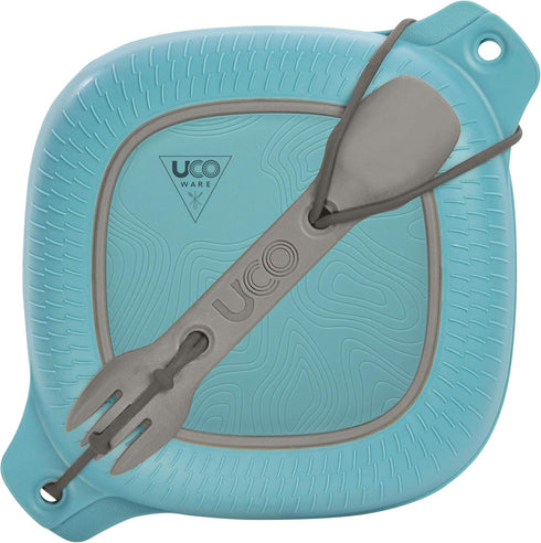 UCO 4-Piece Camping Mess Kit, Bowl, Plate, and 3-in-1 Spork Utensil Set for Outdoor Dining