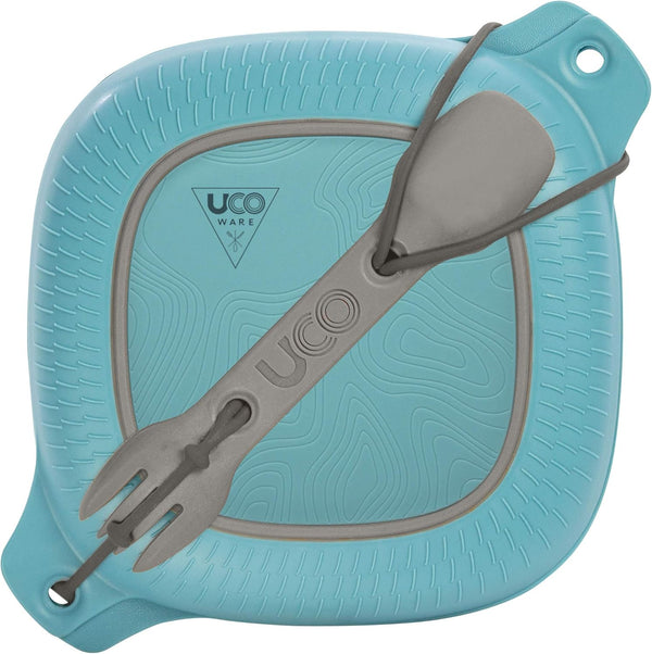 UCO 4-Piece Camping Mess Kit, Bowl, Plate, and 3-in-1 Spork Utensil Set for Outdoor Dining