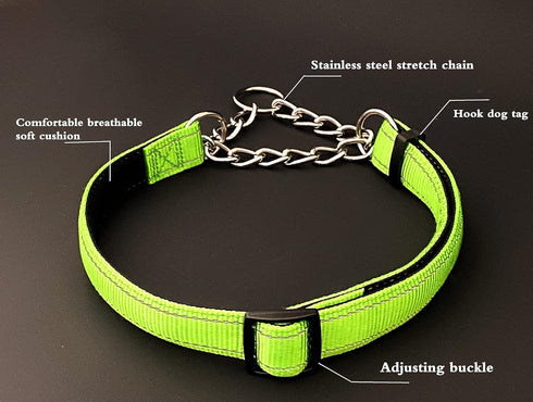 Martingale Collar for Dogs, Reflective Nylon Training Collars, Soft Padded No Pull Adjustable Collars for