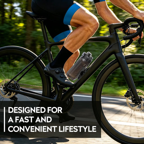 600ml 20oz, M5 Magnetic Cycling Water Bottle with Bike Mount / Quick Snap-Release, Cage-Free, One-Handed Access Screws