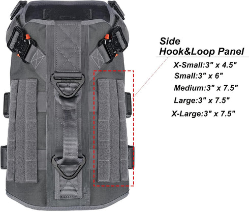 ICEFANG GN3 Tactical Dog Harness, Wolf Gray L, 6X Buckle, Molle Vest with Handle, No Pulling Front Clip, Hook and Loop