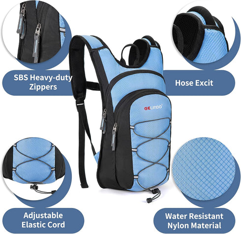 Gelindo Hiking Hydration Pack Water Backpack, Insulated with 2L BPA Free Bladder for Men, Women