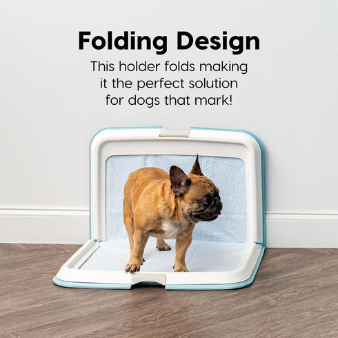 IRIS USA Pee Pad Holder, XL, Foldable Marking Dog Pad Holder with Non-Skid Rubber Feet, Fits 23"x35" Pad or Larger