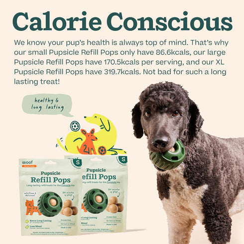 10 Count WOOF Pupsicle Refill Pops - Low-Mess Dog Snacks - with Peanut Butter and Beef - Dog Treats - Long Lasting