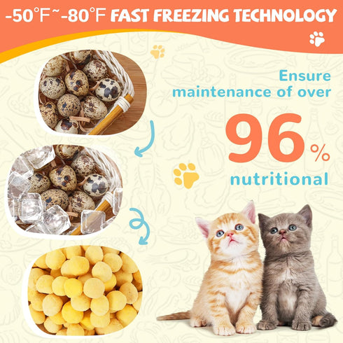 Freeze Dried Quail Egg Yolk Pet Treats, 9.2 oz, Rawhide Free, Gluten & Grain Free