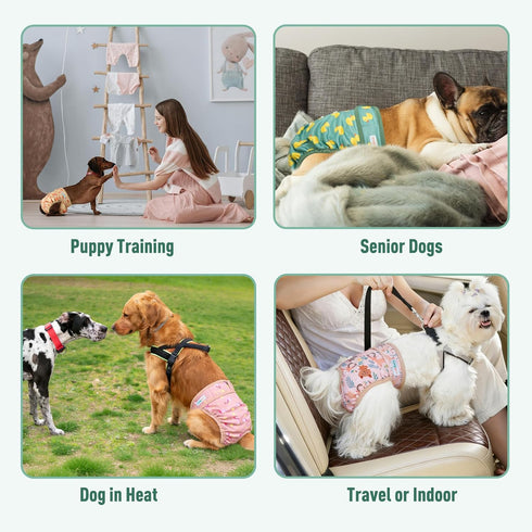 5 Pack, Langsprit Female Dog Diapers for Doggie Puppy,Reusable Dog Period Diapers Female for Heat Peeing,Small Medium