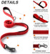 TwoEar 6FT Strong Red Dog Leash with 2 Padded Handles, Traffic Handle for Extra Control for All Dog Sizes