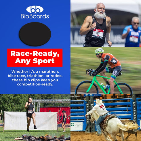 (4pcs) bibSNAPS Race Bib Clips - Safety Lock Fasteners - Secures Running, Marathon, Cycling and Event Number, Non