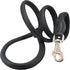 Dogs My Love 4ft Long Round Genuine Rolled Leather Dog Leash, Black, Large: 1/2"