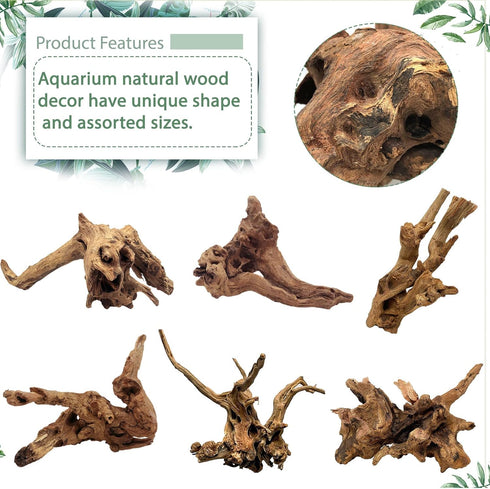 Tfwadmx Natural Driftwood Aquarium Decor - Wood Branches 7-9.5" Fish Tank Decoration, 3 Pcs