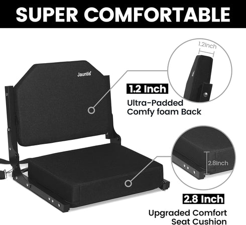 Jauntis Stadium Seats for Bleachers, Bleacher Seats with Ultra Padded Comfy Foam Backs and Cushion, Wide Portable