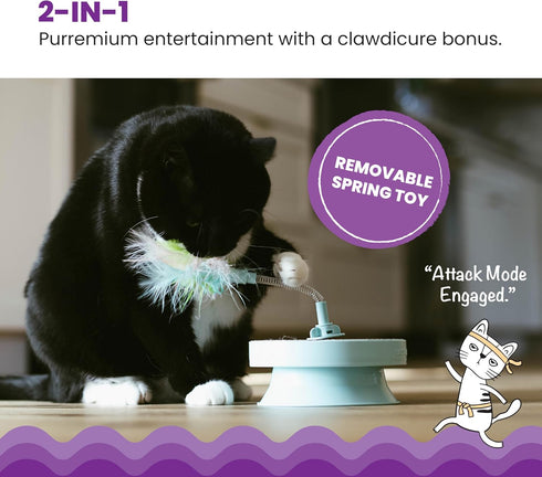 2-in-1 Catstages Spring Cat Toy & Scratcher Combines Play and Self Grooming Nail Care for Indoor Cats, Ball Track
