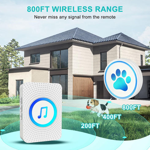 Yoiilifee 1000 IP65 60 Dog Door Bell for Potty Training, Smart Wireless Doggie Doorbell to Go Outside, Feet Long Range