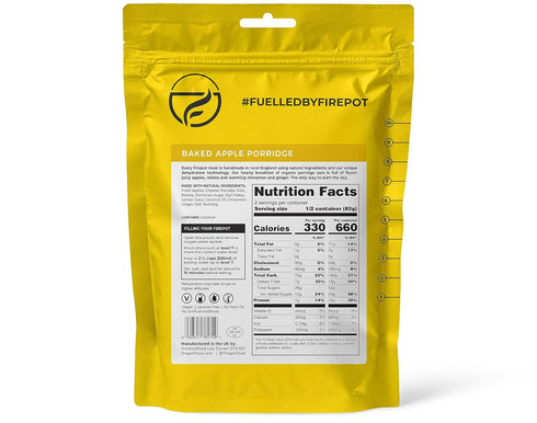 Backpacking (2 FIREPOT Baked Apple Porridge - Healthy Plant Based Dehydrated Camping & Meals Servings)