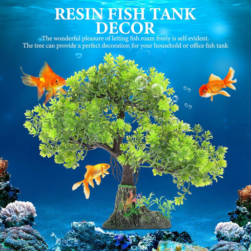 POPETPOP Artificial Aquarium Plant, Plastic Water Plant Tree for Fish Tank Bonsai Ornament and Decor