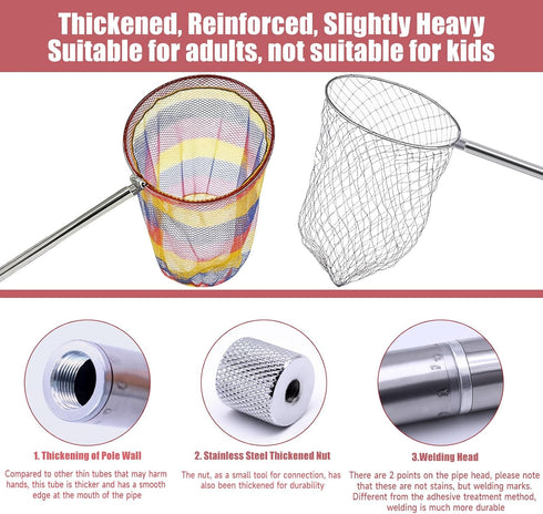 2 Sets 2 2 Sets Chicken Catching Net with Poles Nets Extra Durable Fishing Net for Adult Poultry Catcher Net Thickened