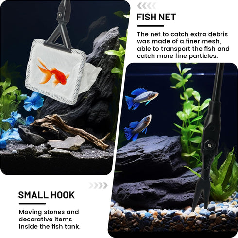 7 1 Aquarium Glass Cleaner, in Algae Remover for Fish Tank, Aquarium Cleaning Kit with Long Handle, Aquarium Net, Algae
