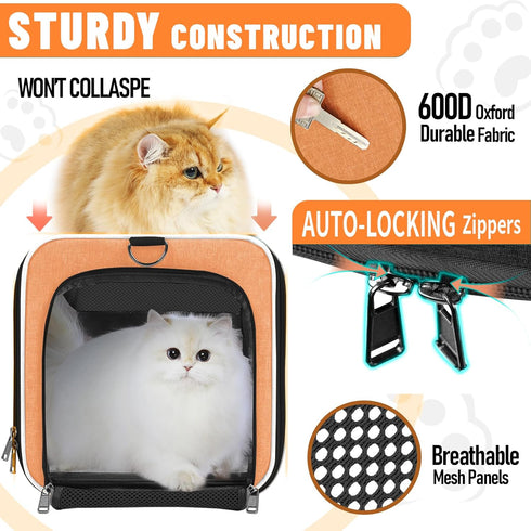 Large Cat Carry Bag, Soft Shell Pet Transport Crate for Shih-Tzu, 18x12x12 Top Opening Kennel for Small Animals